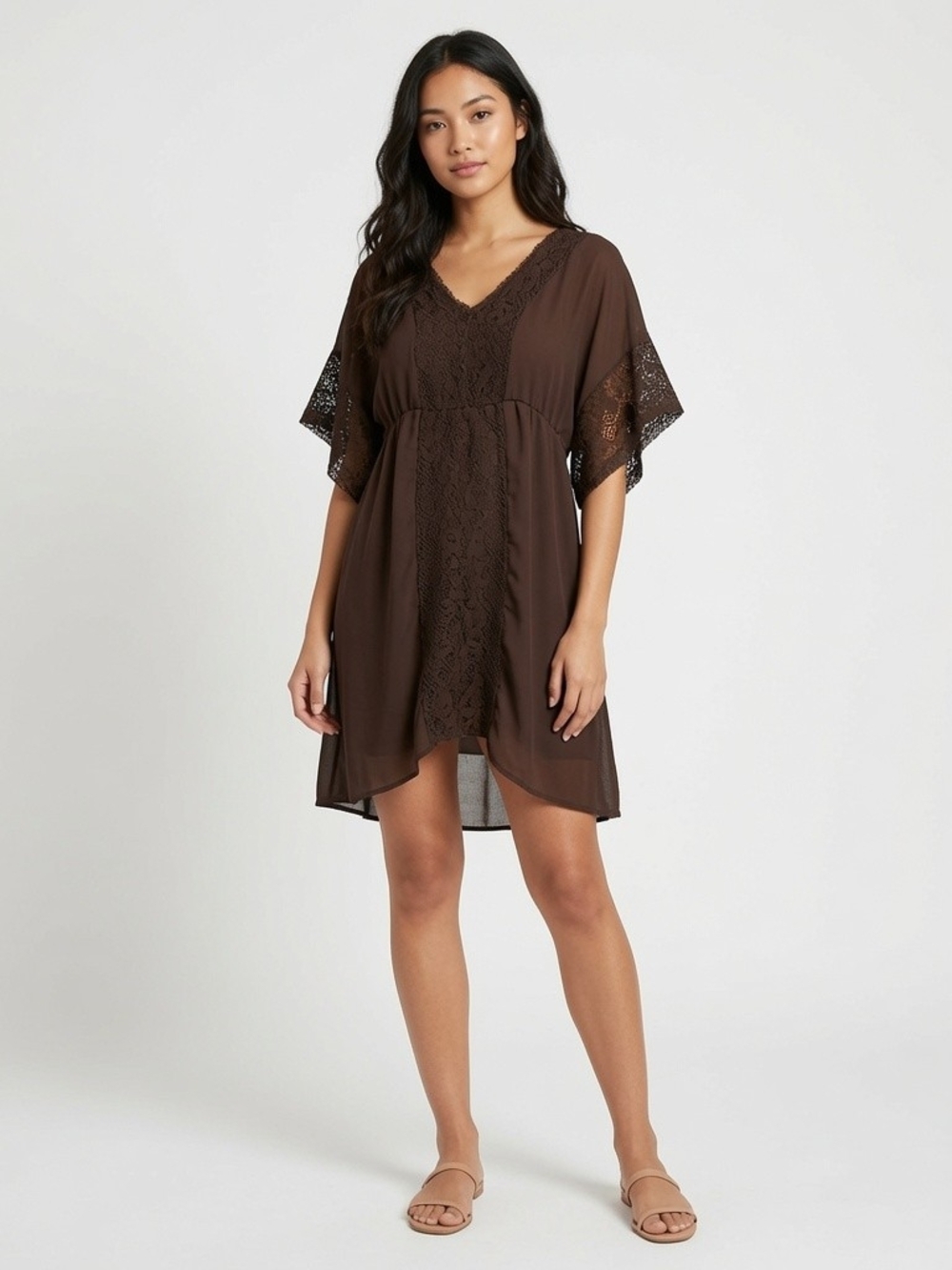 Xhilaration Sheer Black Lace-Trim Tunic